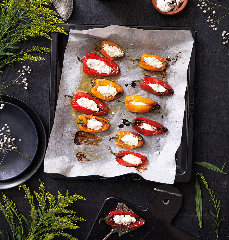 közlenmiş mini biberli peynir dolmaları