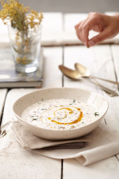 Yeşil Mercimekli ve Kinoalı Soğuk Çorba